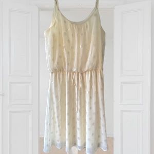 Francesca’s off white & silver metallic polka dot mini dress size small